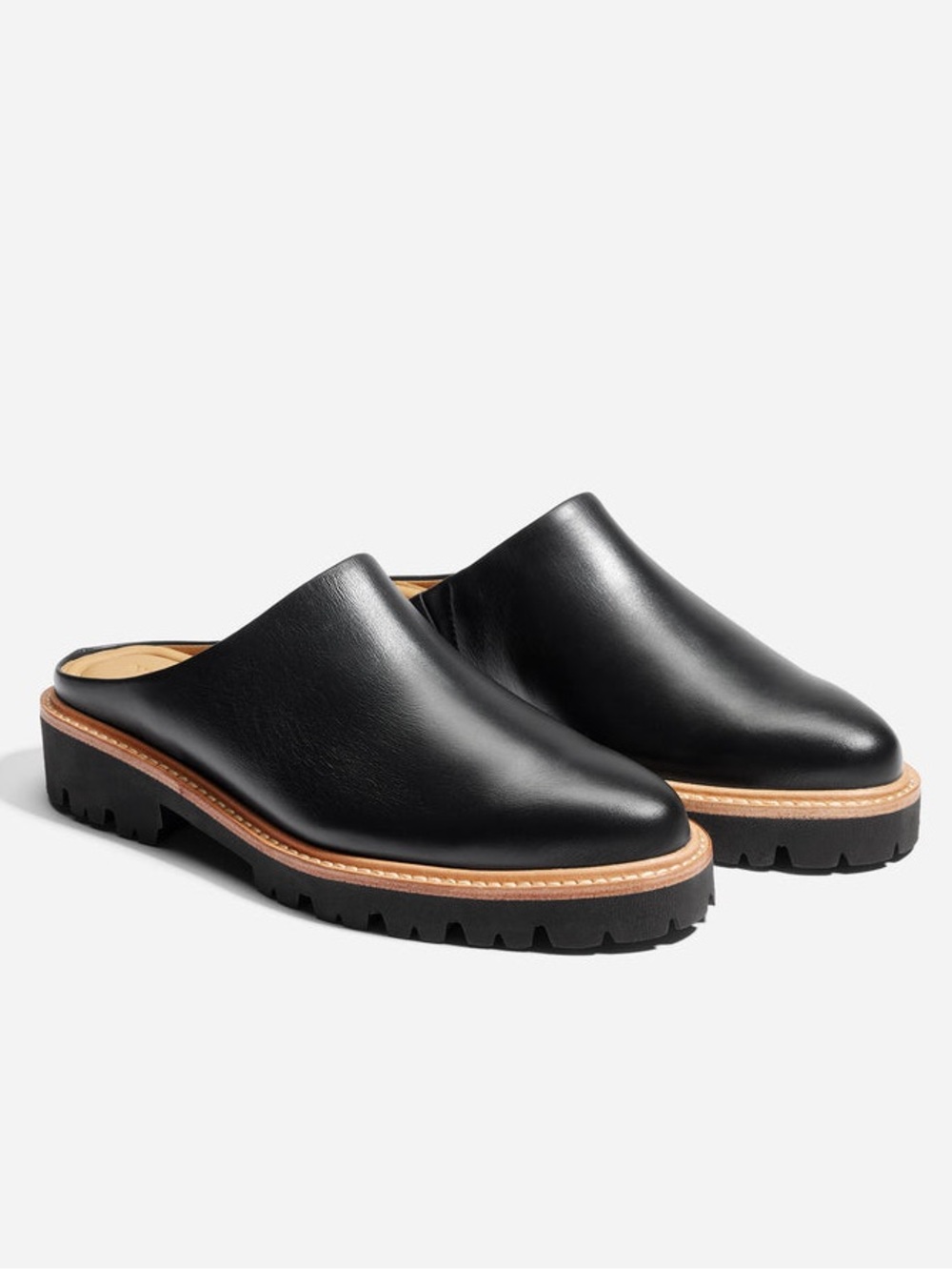 Nisolo Emilee Lug Mule Black Leather Slip On Shoes Size 6.5